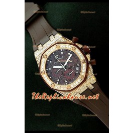 Audemars Piguet Royal Oak Femmes Chronograph Montre de Cadran Marron en Or Rose