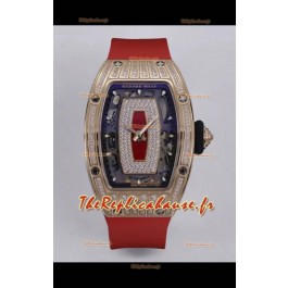 Richard Mille Super Clone RM07-01 Sertie de diamants 904L Boîtier or rose Automatique Réplique Montre