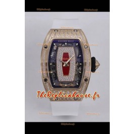 Richard Mille Super Clone RM07-01 Sertie de diamants904L Boîtier or rose Automatique Réplique Montre