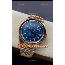 Rolex Sky-Dweller REF# 336935 Montre cadran bleu en or rose boîtier acier 904L Réplique Montre suisse