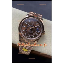 Rolex Sky-Dweller REF# 336935 Montre à cadran marron en or rose 904L Boîtier acier Réplique Montre suisse
