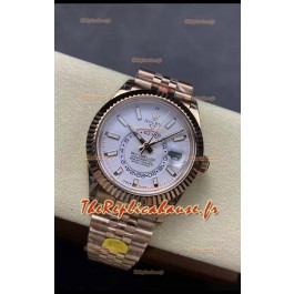 Rolex Sky-Dweller REF# 336935 Montre à cadran blanc en or rose 904L Boîtier acier Réplique Montre suisse