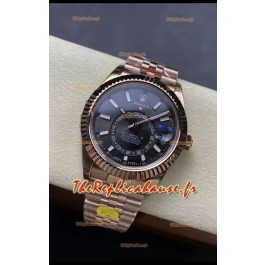 Rolex Sky-Dweller REF# 336935 Montre à cadran noir en or rose 904L Boîtier acier Réplique Montre suisse