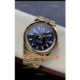 Rolex Sky-Dweller REF# 336935 Montre à cadran noir en or jaune, boîtier en acier 904L, Réplique Montre 1:1