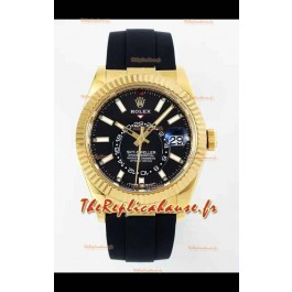 Rolex Sky-Dweller REF# 336935 Montre à cadran noir en or jaune 904L Boîtier acier Réplique Montre 1:1