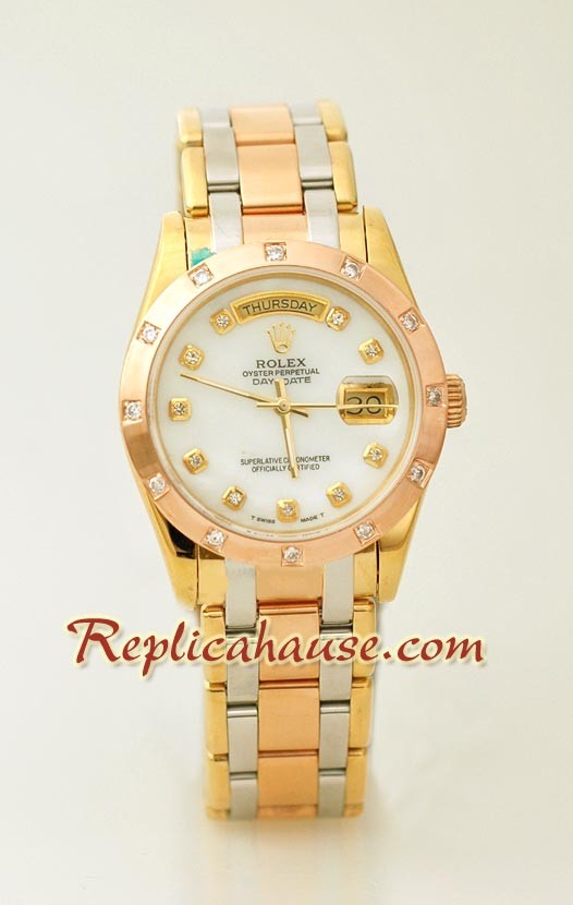 Rolex Replique Day Date Three Tone Montre