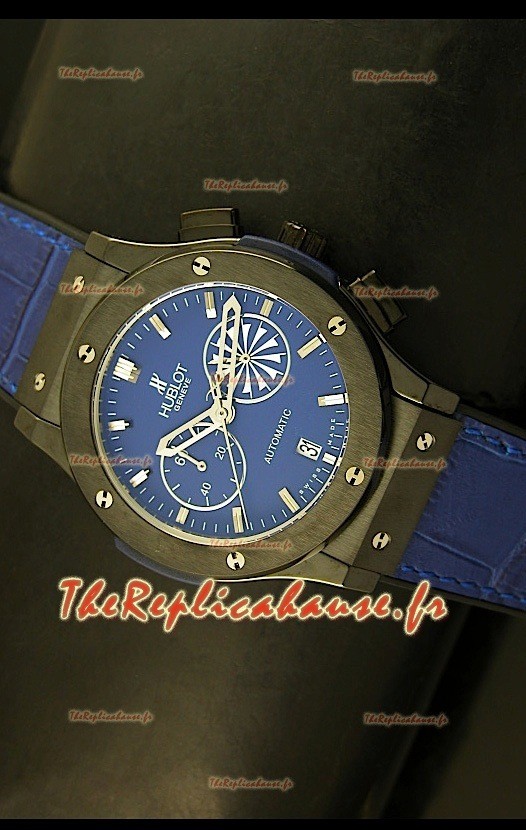Réplique de montre Quartz japonaise Hublot Classic Fusion Chrono avec cadran bleu