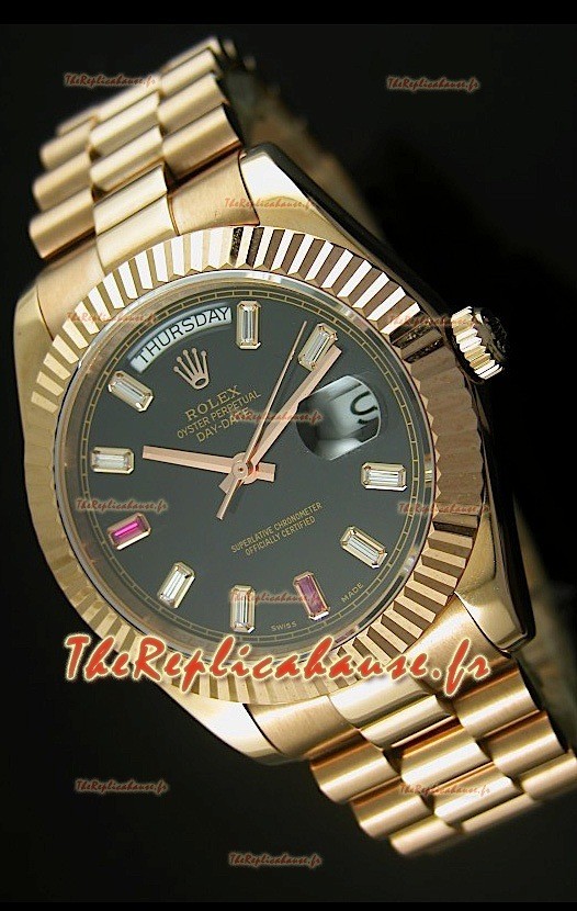 Réplique de montre suisse Rolex Day Date II 41MM - Cadran noir - Réplique de montre miroir 1:1 