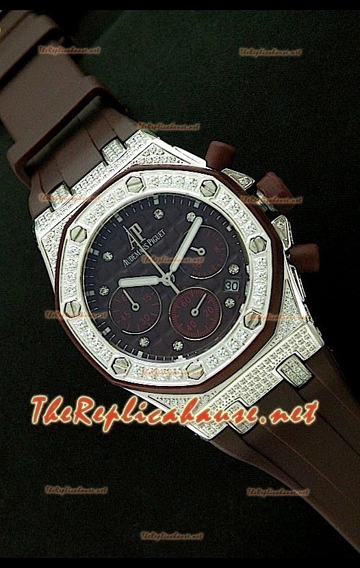 Audemars Piguet Royal Oak Femmes Chronograph Montre en Acier de Cadran Marron