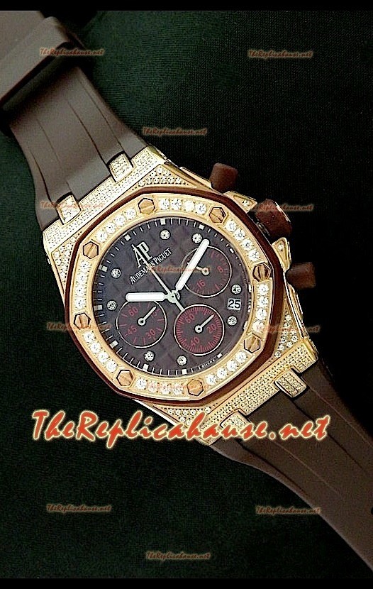 Audemars Piguet Royal Oak Femmes Chronograph Montre de Cadran Marron en Or Rose