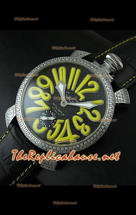 GaGa Milano Manuale Japanese Montre Cadran Carbone Noir