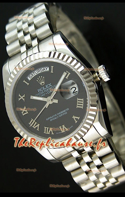 Rolex Imitation Datejust Montre Japonaise pour Homme avec Cadran Noir - 41MM