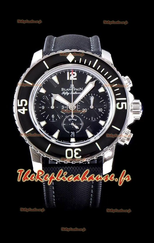 Blancpain Blancpain Fifty Fathoms montre réplique chronographe flyback noir avec mirroir 1:1