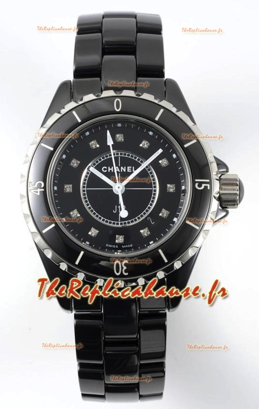 Chanel J12 Ladies Montre à boîtier en céramique noire Réplique de montre Miroir 1:1 