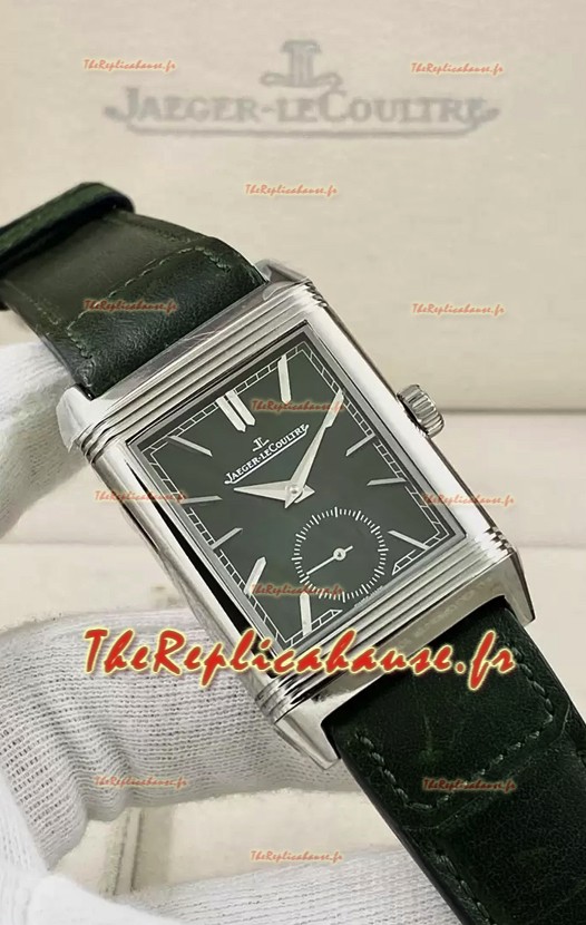 Jaeger-LeCoultre Reverso DuoFace Montre en acier avec cadran vert et mouvement automatique suisse