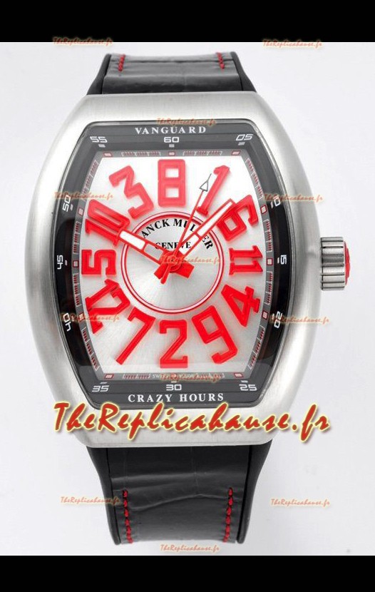 Franck Muller Vanguard Crazy Hours en acier inoxydable - Cadran blanc Réplique Suisse 
