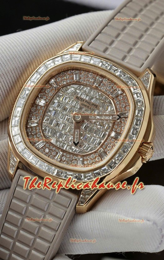 Patek Philippe Aquanaut 5062/450R-001 Or Rose Pavé de Diamants Réplique Montre Suisse 