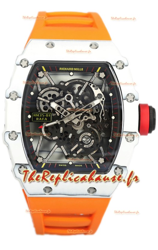 Richard Mille RM35-01 Rafael Nadal Boîtier en fibre de carbone avec Tourbillon Véritable Montre Super Clone