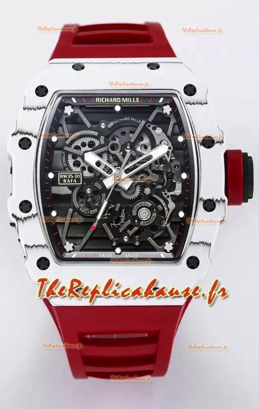 Richard Mille RM35-01 Rafael Nadal - Montre Super Clone Tourbillon Véritable - Boîtier en Fibre de Carbone