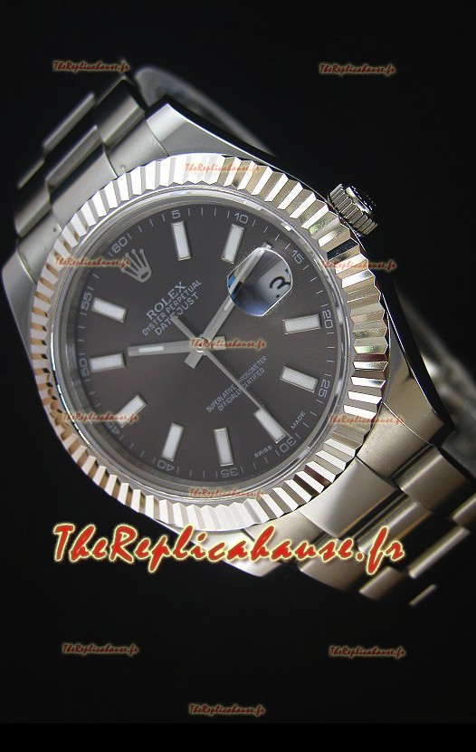Réplique de montre Rolex Datejust Japanese - Cadran gris en 41MM avec bracelet huitre