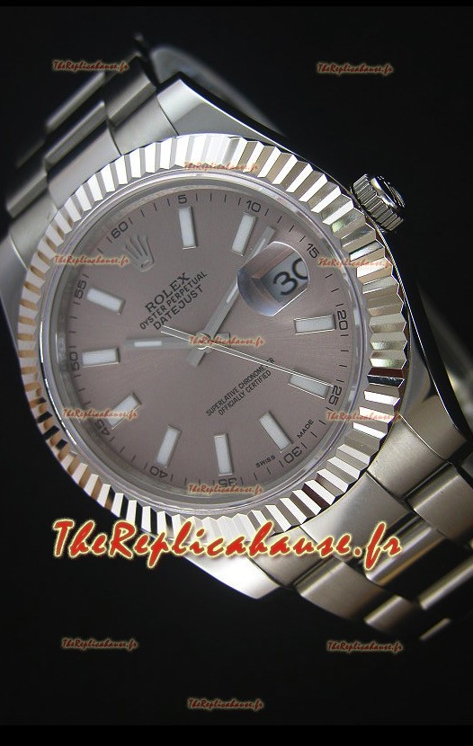 Réplique de montre Rolex Datejust Japanese - Cadran gris en 41MM avec bracelet huitre
