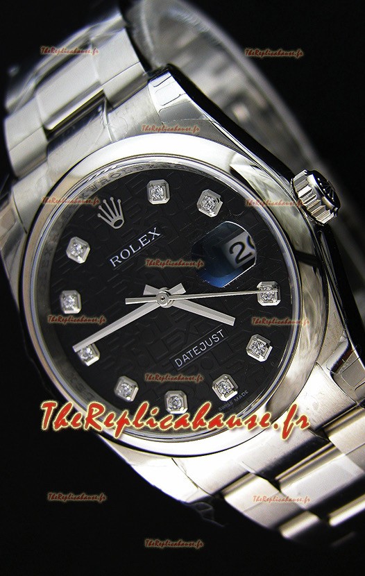 Réplique de montre Rolex Datejust Japanese - Cadran noir en 36MM avec bracelet huitre