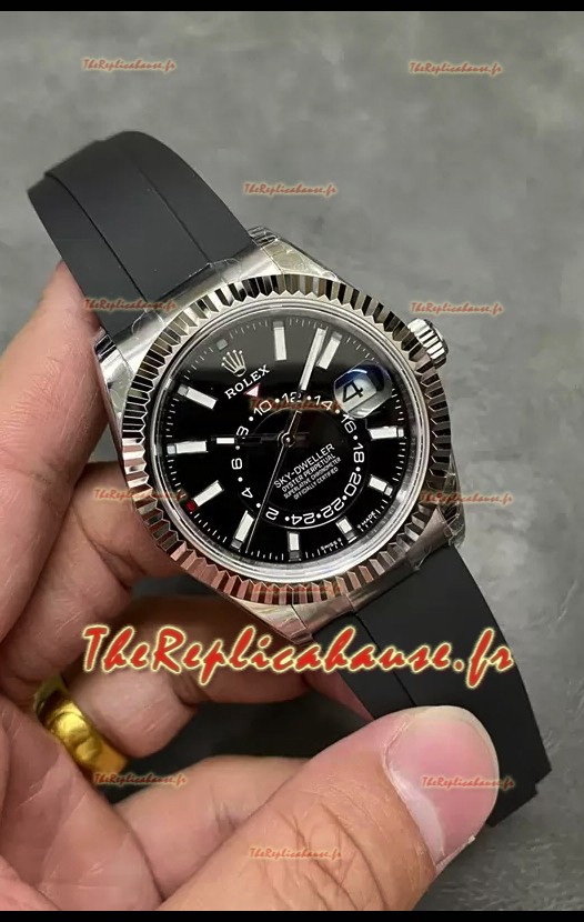 Rolex Sky-Dweller REF# M336235 Montre cadran noir avec boîtier en acier 904L Réplique 1:1
