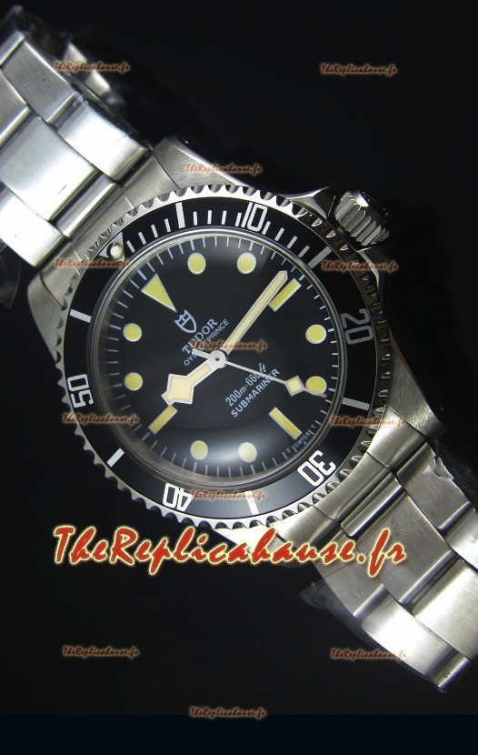 Montre Replica Miroir Suisse 1:1 Tudor Oyster Prince Vintage 200M avec Cadran Noir et des Marqueurs sous forme de Points