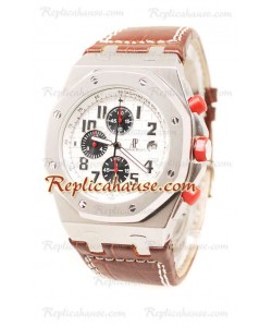 Audemars Piguet Royal Oak Offshore White Dial in Bracelet en Cuir