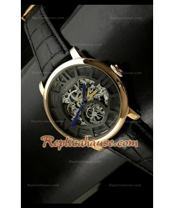 Mens Ronde De Cartier Montre Réplique avec Boîtier en Or - 43 mm