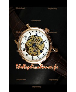 Montre Automatique Japonaise Breguet Classique avec Cadran Ajouré Doré - Chiffres des Heures Arabes