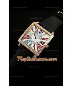 Franck Muller Square Swiss Quartz Montre avec Or Jaune