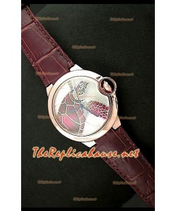 Ballon De Cartier Montre en Or Rose avec Cadran Tortue et Bracelet Marron