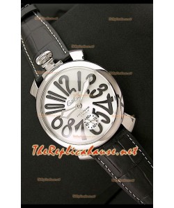 GaGa Milano Manuale Montre en Acier - 48 mm - Chiffres en Noir