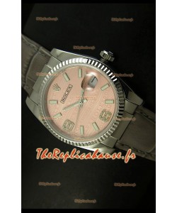 Rolex Imitation Datejust Montre Suisse Reproduction - 37MM - Cadran Champagne/Bracelet Gris