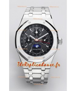 Audemars Piguet Royal Oak Calendrier Perpétuel Réplique Suisse Acier 904L - Cadran noir 
