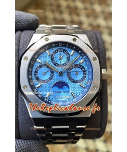 Audemars Piguet Quantième Perpétuel Royal Oak Réplique Suisse 904L Acier Cadran Bleu