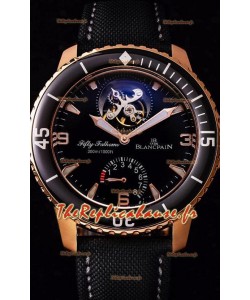Blancpain Fifty Fathoms Tourbillon 8 Jours Miroir 1:1 Réplique Suisse Montre dans un boîtier en or rose