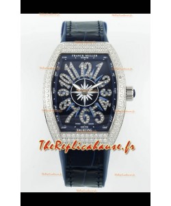 Franck Muller Vanguard V32 Cadran Bleu - Boîtier Diamants Réplique Montres Suisse