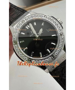 Hublot Classic Fusion en acier inoxydable 33MM Cadran noir Montre à mouvement quartz suisse qualité miroir 1:1