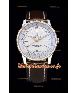 Breitling Navitimer 1 Automatique Réplique Suisse Montre à Cadran Blanc Lunette Or Rose