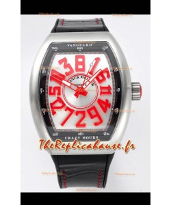 Franck Muller Vanguard Crazy Hours en acier inoxydable - Cadran blanc Réplique Suisse 