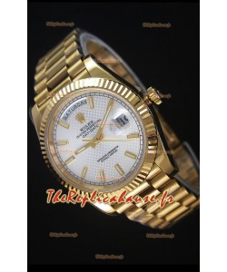 Réplique de montre Rolex Day Date Japonaise - Boîtier en or jaune et cadran à motifs acier 40MM