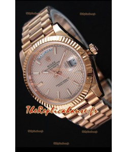 Réplique de montre Rolex Day Date Japonaise - Boîtier or rose et cadran or 40MM
