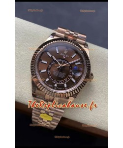 Rolex Sky-Dweller REF# 336935 Montre à cadran marron en or rose 904L Boîtier acier Réplique Montre suisse