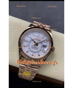 Rolex Sky-Dweller REF# 336935 Montre à cadran blanc en or rose 904L Boîtier acier Réplique Montre suisse