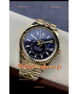 Rolex Sky-Dweller REF# 336935 Montre à cadran noir en or jaune, boîtier en acier 904L, Réplique Montre 1:1