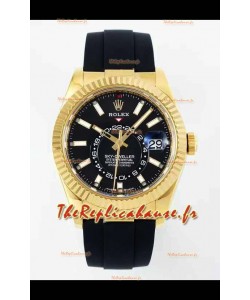 Rolex Sky-Dweller REF# 336935 Montre à cadran noir en or jaune 904L Boîtier acier Réplique Montre 1:1