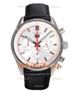 Tag Heuer Carrera Chronosprint X Swiss Quartz Réplique Montre Cadran blanc Bracelet cuir 