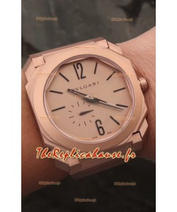 Montre Bvlgari Octo Finissmo Edition 1:1 Réplique miroir Or Rose Boîtier et Bracelet en Céramique Sablée 